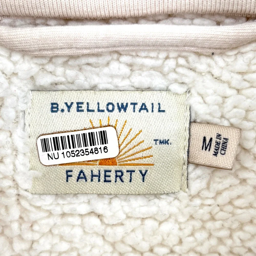Faherty B.Yellowtail High Pile Sherpa Fleece Jacket Cream Black Aztec Print M - Picture 3 of 13